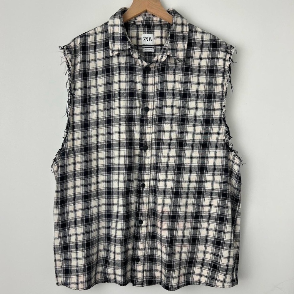 Zara Plaid Flannel Sleeveless Shirt